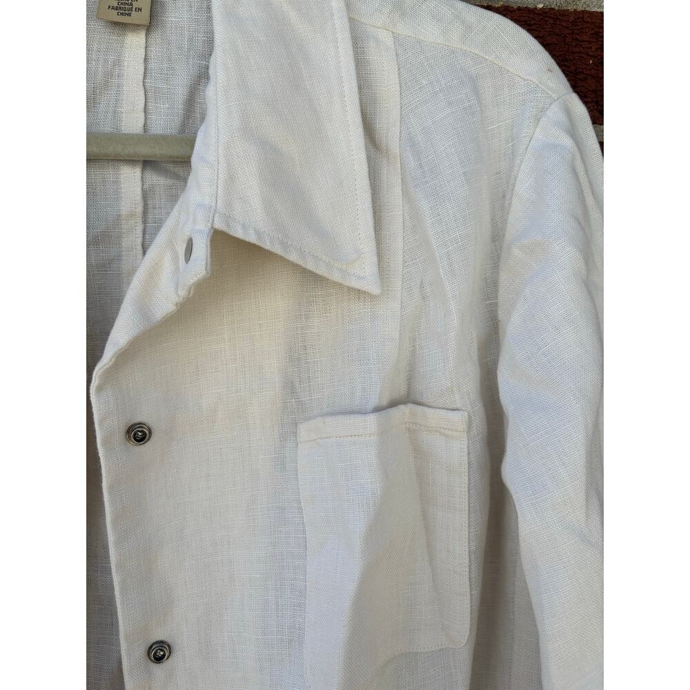 Jones New York Country White Linen Blend Belted Button Up Jacket Shirt Women’s - Picture 8 of 15